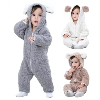

(KID STATION) baby boy girls rompers clothes new born baby Cartoon Jumpsuit warm spring autumn winter animal for boy snowsuit