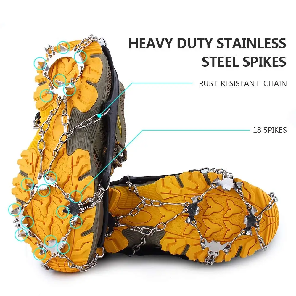 في الهواء الطلق التزلج عدم الانزلاق الأشرطة الثلج القابض المرابط الأحذية المضادة للانزلاق المسامير للشتاء الصيد تسلق التنزه الصلب القابض