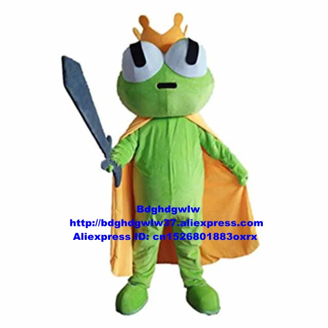 

The Frog Prince King Mascot Costume Adult Cartoon Character Outfit Suit THEME PARK Costume Dressed As Mascot zx2532