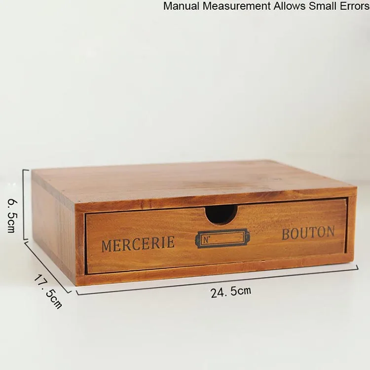 Винтажный деревянный Настольный ящик-органайзер, коробка для хранения косметики, контейнер для мелочей, офисный Настольный ящик для хранения файлов, украшение для дома
