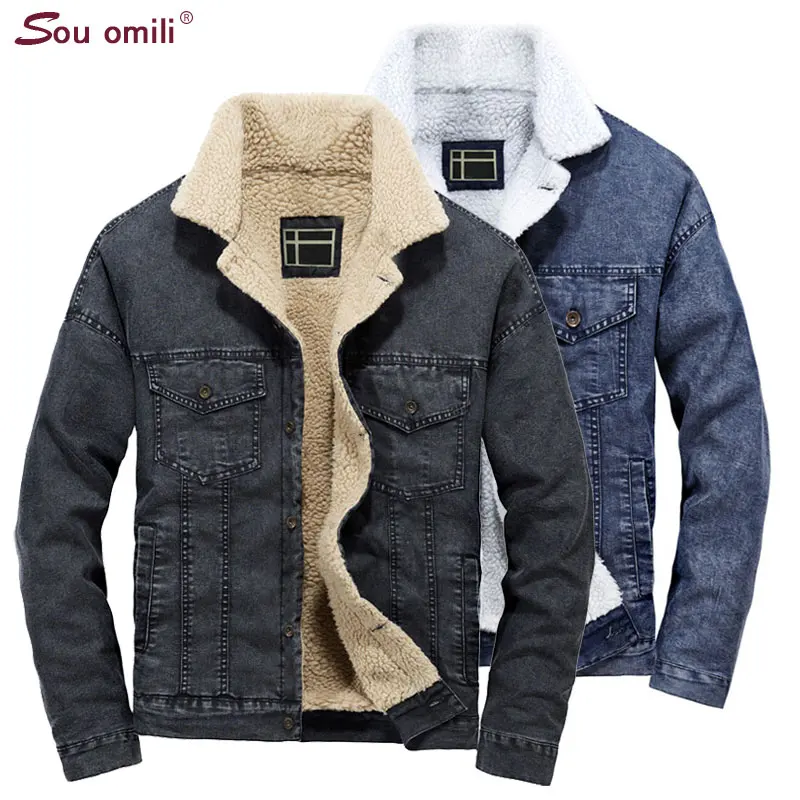 

Autumn/Winter Denim Jacket Men Wool Coats thick Velvet Jacket for Men Denim Jacket jaqueta masculina streetwear chaqueta hombre