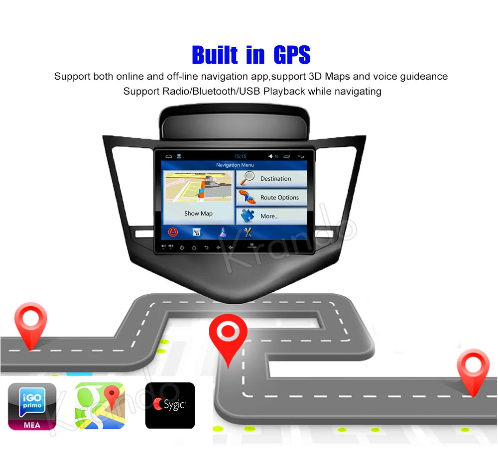 Krando Android car radio gps navigation multimedia system for CHEVROLET CRUZE DAEWOO LACETTI 2008 2009 2010 2011
