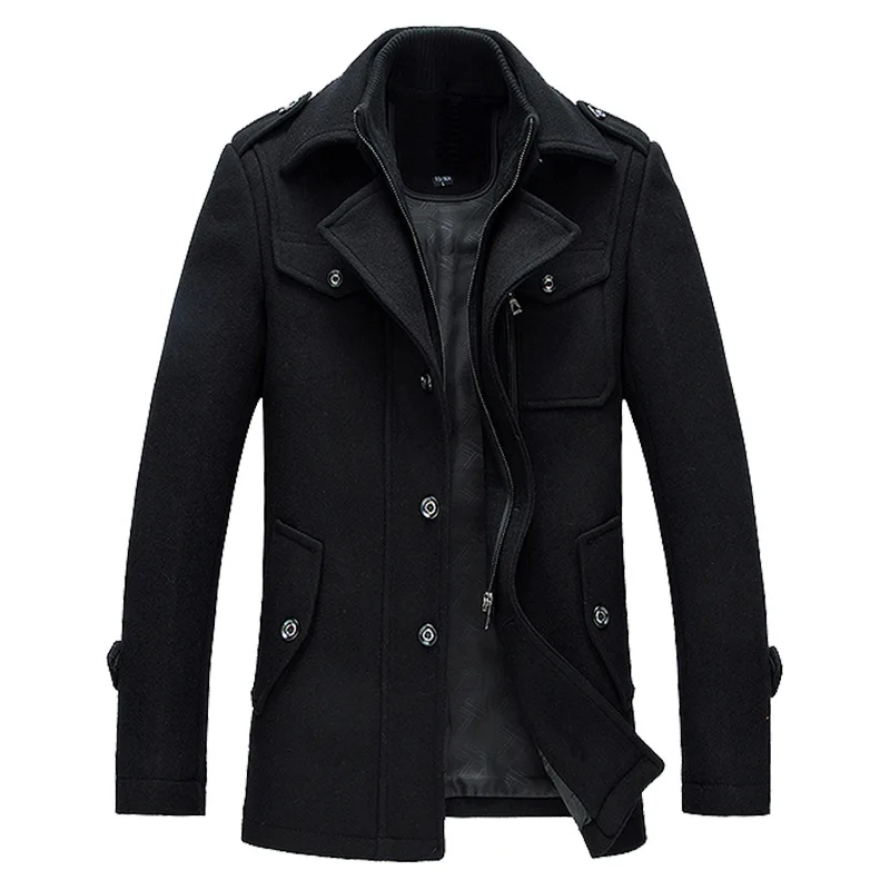 

2019 Autumn Winter Wool Men Jacket Coat Solid Casual Turn Down Collar Button Thick Warm Hot Sale New Brand Men Coat