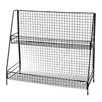 

Wrought Iron Storage Rack Multifunction Desktop Organizer Cosmetic Shelf For Kitchen Bathroom Bedroom (Large Size, Black)