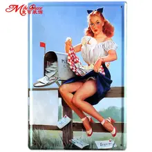 [Mike86] леди с буквой античный металлический плакат живопись Настенный декор Искусство ретро бар дом отель жестяная вывеска A-561 смешанные предметы 20*30 см