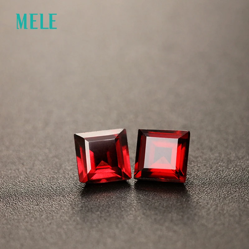 Natural mozambican garnet for jewelry makming,high quality doop red color 6mmX6mm square cut loose gemsotne
