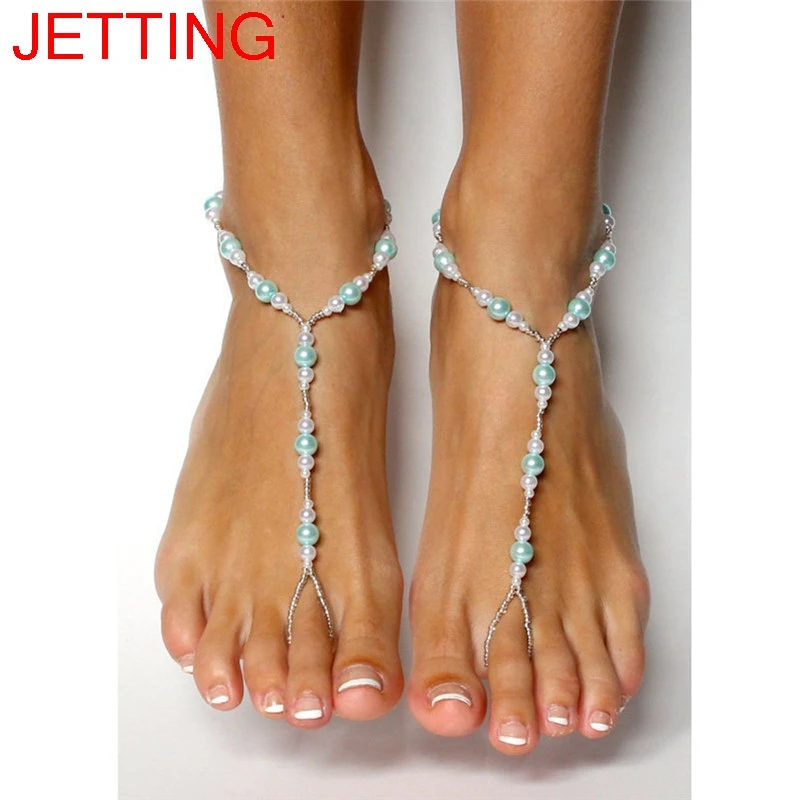 

Beads Beaded stretch Barefoot Sandal Foot Jewelry Anklet Chain Elegant