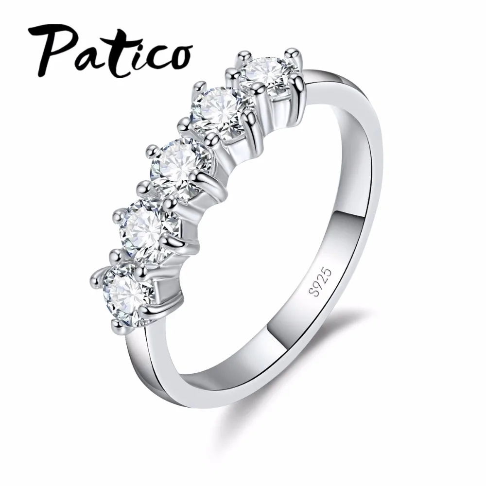 Простое роскошное модное кольцо с кристаллом для женщин Свадебные обручальные кольца для невесты 925 серебряные кольца для пальцев ювелирные изделия