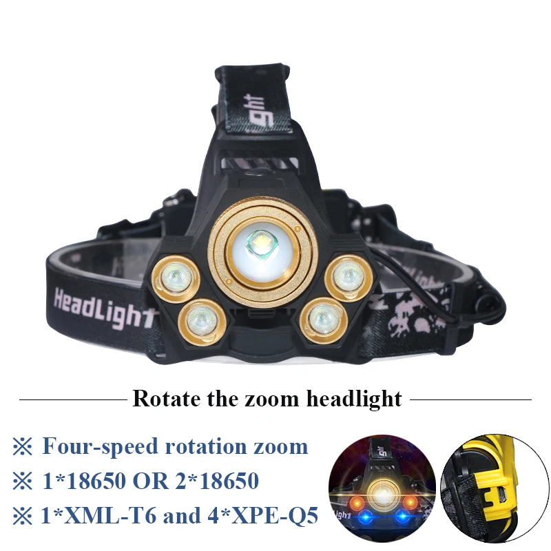 Высокое качество 5 cree Светодиодные фары zoom xml t6 Белый свет водонепроницаемый