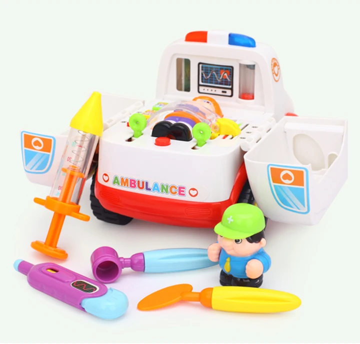 Автомобиль скорой помощи, набор 2 в 1, детские игрушки, Набор доктора и медицинский набор, игрушечный автомобиль с подсветкой