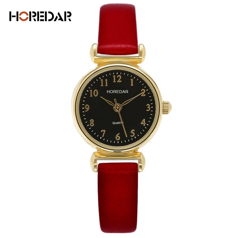 HOREDAR Vintage Gold Women Watch Top Luxury Brand Quartz Watches Women Simple Small Dial Wristwatch gift box relojes hombre 2017---