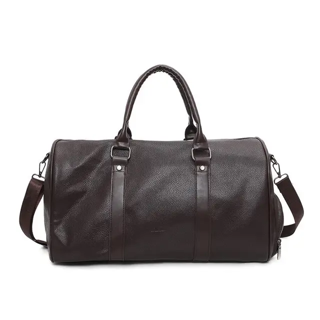 Black Pu Leather Sports Gym Bag Big for Women Fitness Outdoor Men's