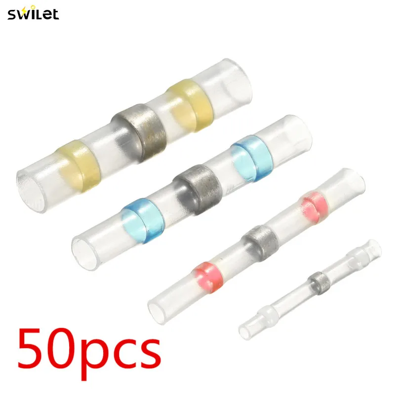 

50PCS 26-10AWG Waterproof Heat Shrink Splice Wire Connector Soldering Sleeving Kit Terminal Insulative Wire Cable Butt Connector