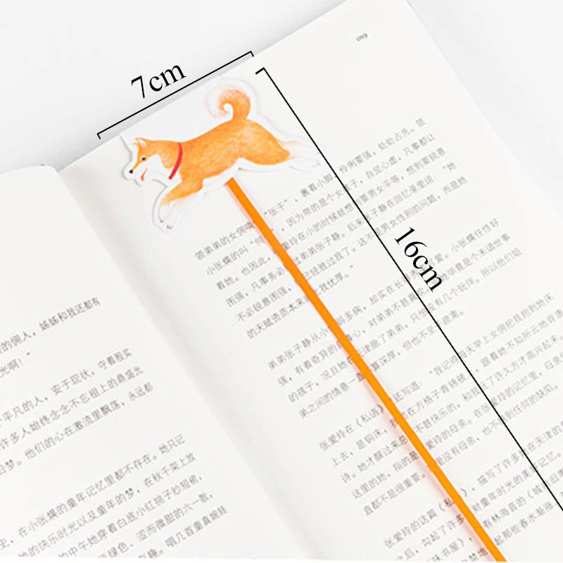 

1pc Criativa Shiba Inu Dog Magnetic Bookmark With Long Ribbon Creative Korean Stationery Bookmark Kids Gift Material Escolar