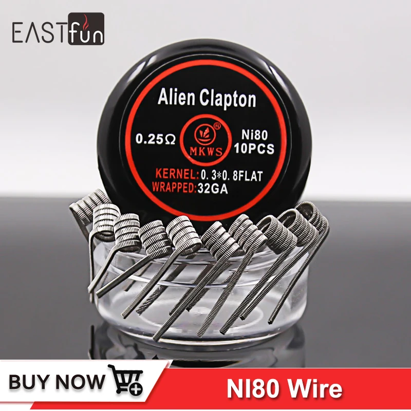 10 шт плоская скрученная катушка 0 3 Ом ni80 проволока Клэптона 6 28ga 32ga Alien clapton провода
