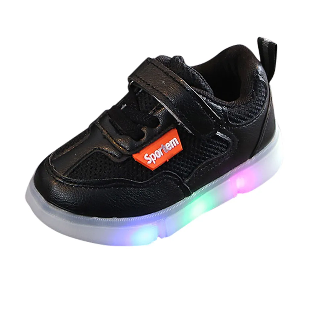 

Toddler Infant Kids Baby Girls Mesh Breathable LED Luminous Sport Shoes Sneakers Casual Hook Loop Breathable Shoes travel May 15