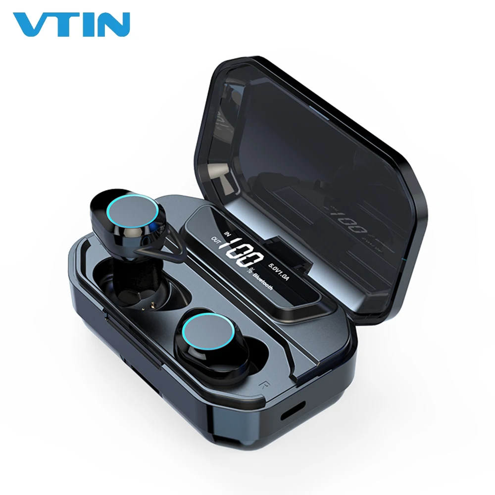 

VTIN Wireless Earphone TWS Bluetooth 5.0 Earphone Stereo Touch Control Waterproof Wireless Ear Buds with Charging Box Black