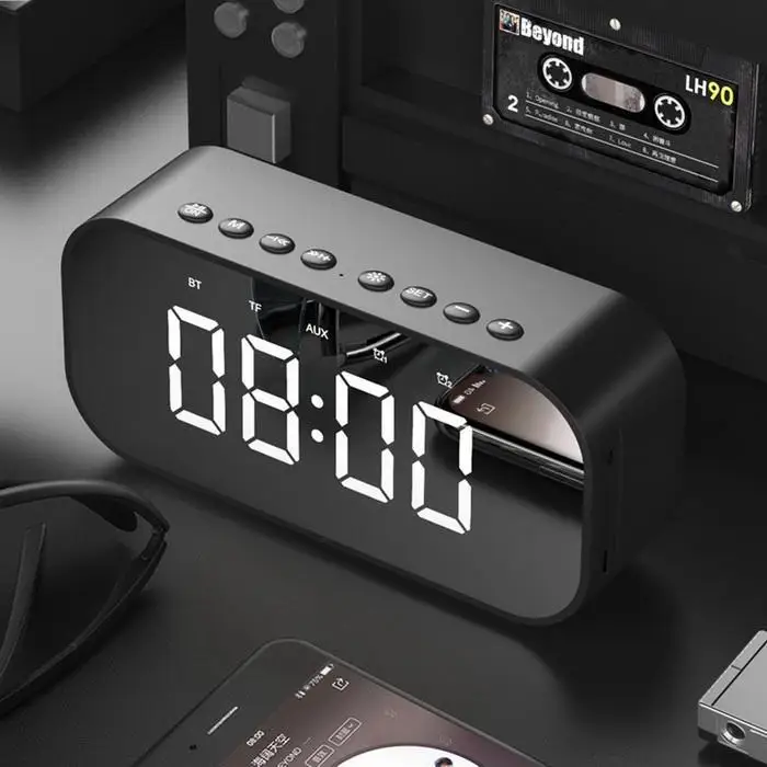 Портативный Беспроводной Bluetooth Динамик светодиодный Дисплей V5.0 3 Вт х 2 сигнализации 2 h часы 5% 8 h с 8 h 95DB зеркало DC 5 V