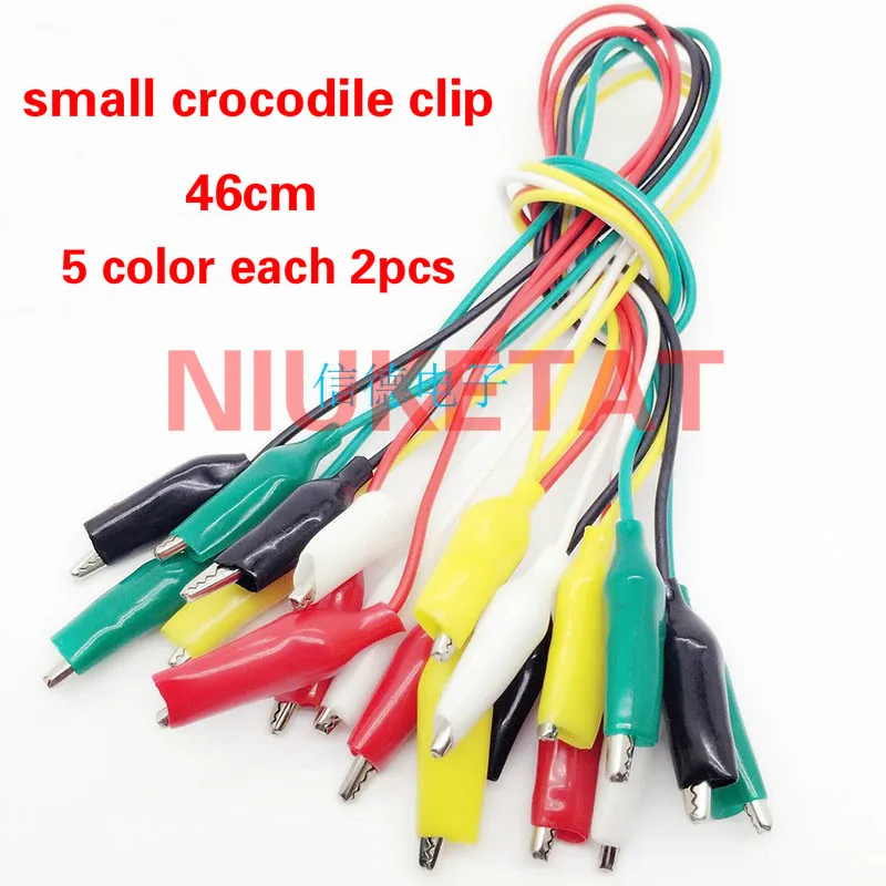 

10pcs Alligator Clips Electrical DIY Test Leads Alligator Double-ended Crocodile Clips Test Jumper Wire 5 Colors each 2pcs 46cm