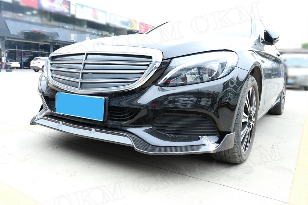 C Класс углеродного волокна передний бампер спойлер для Mercedes Benz W205 C63 AMG C180 C200 C260