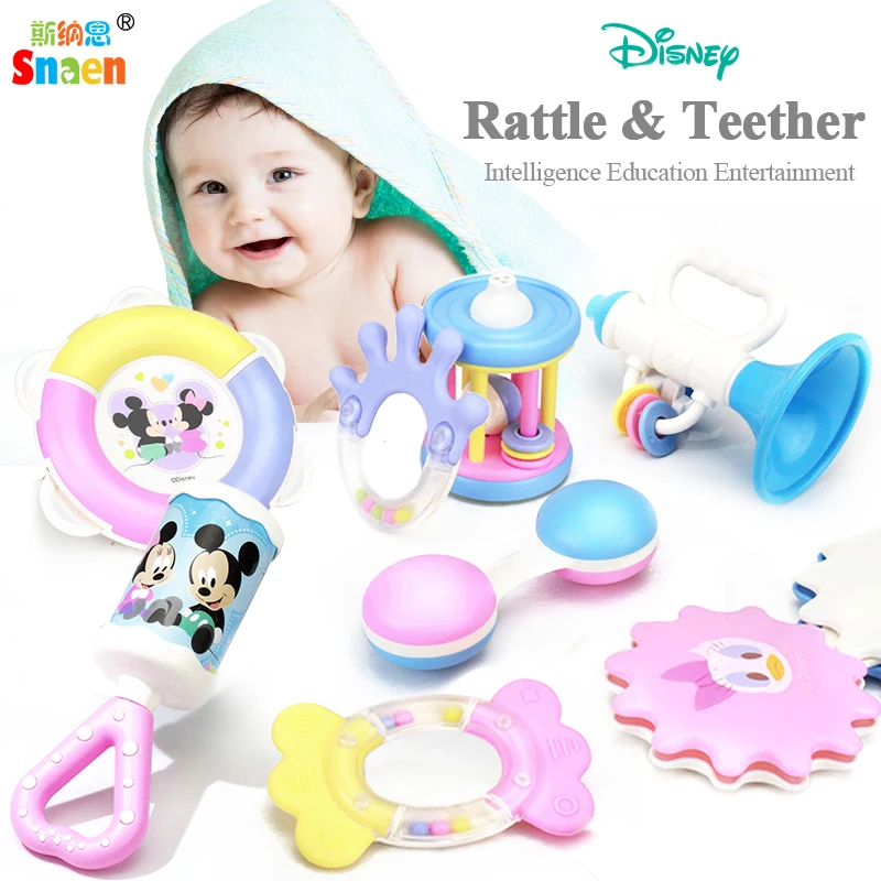 

Snaen 6 8 10 Pack Baby Rattle Teether Toy Sets Colorful Shaking Bell Musical Handbell for 3 6 12 Months Newborn Gift BPA Free