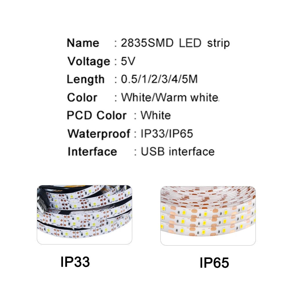 USB СВЕТОДИОДНЫЙ светильник SMD2835 DC 5 В гибкая светодиодная лента 50 см 1 м 2 3 4 для ТВ