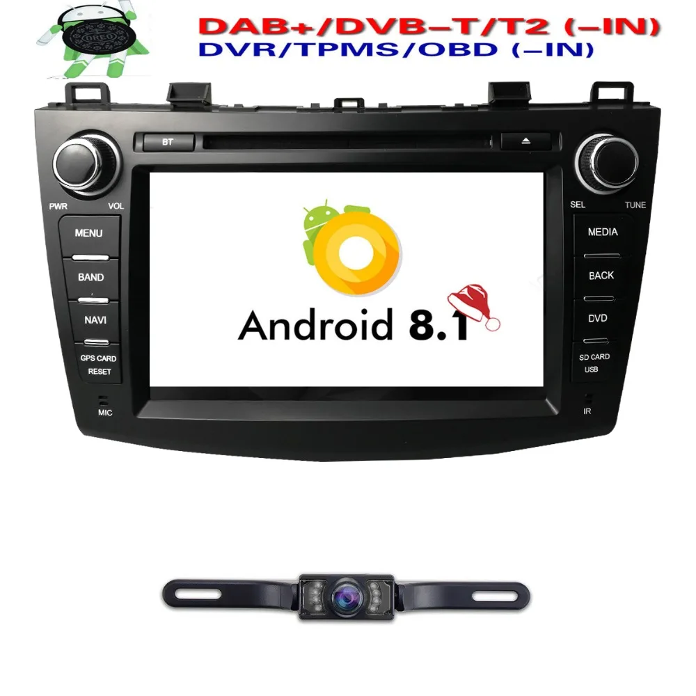 Sale 8" 2Din Android8.1 Car DVD Player for Mazda 3 Mazda3 2010-2013 with BT 4G Wifi Radio GPS 2GRAM SWC RDS DVR DAB DTV+Rear Camera 0