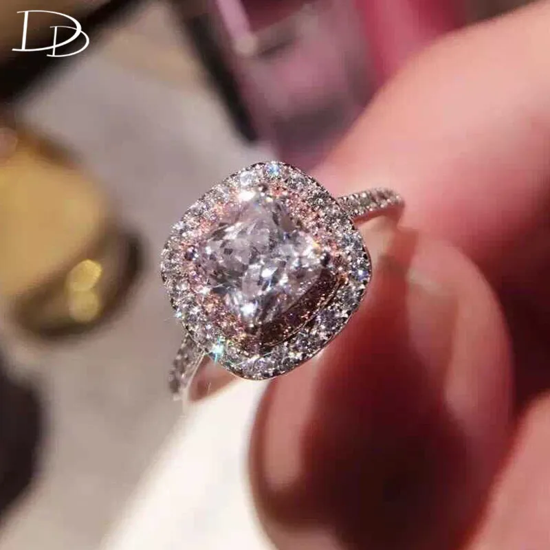

DODO Gorgeous 8mm Square Stone Rings For Women Shining Pink AAA Zircon Wedding Rings Fashion Jewelry Anillos Dropshipping JZ070