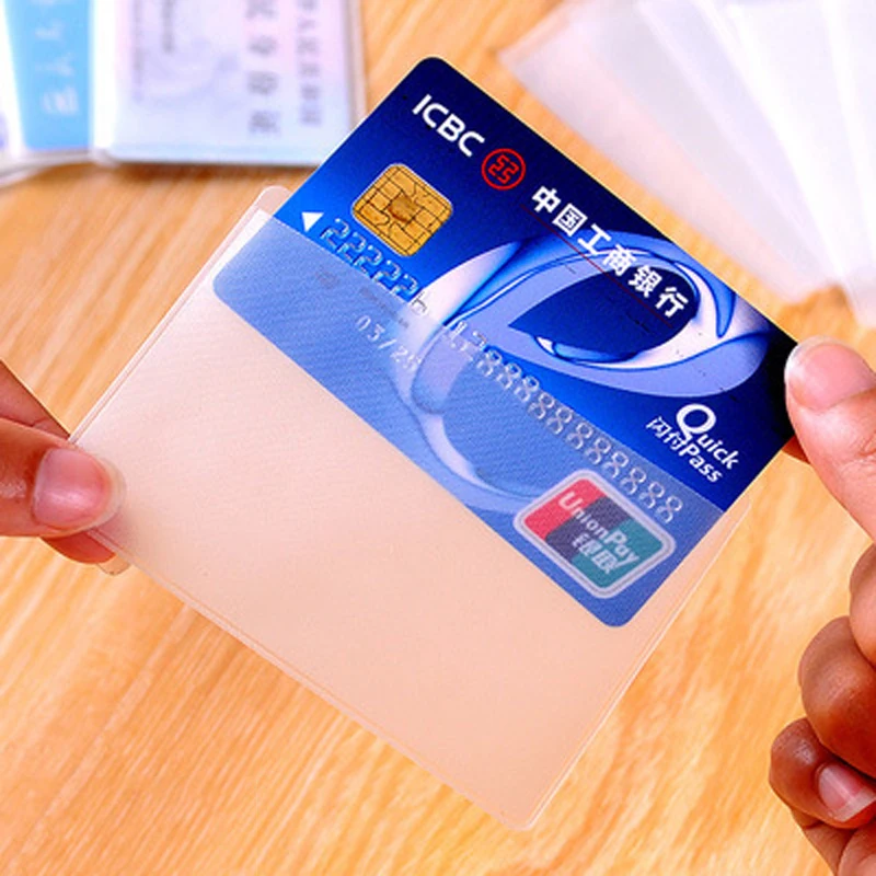 

10pc/set Waterproof Pvc Id Credit Card Holder Bus Card Membership Card Cover Transparent Matte Antimagnetic Bank Card Holder