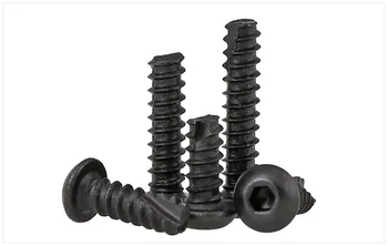 

8.8 grade carbon steel Black round head hex socket tapping screw M2 M2.6 screw flat tail tapping screws
