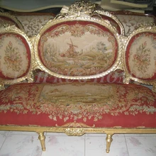 Антикварный набор диванов и стульев, антикварная мебель для гостиной ручной работы, диван Обюссон, шерстяной материал ИСКУССТВЕННАЯ резьба