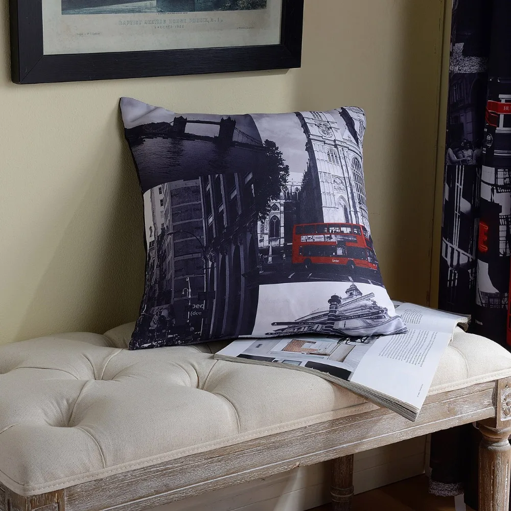 High Quality Sofa Pillowcase Printed London Street Scenic Cushion Home
