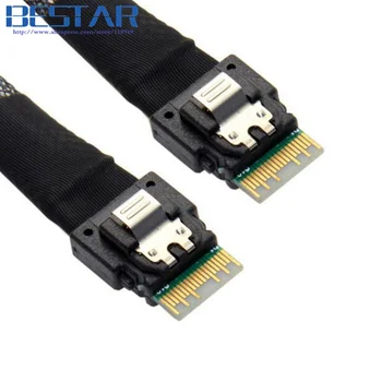 

Slim Line SAS 4.0 SFF-8654 4i 38pin Host to SFF-8654 38pin Target Raid connector Cable 50cm 0.5m