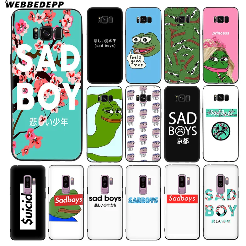 WEBBEDEPP Sad Boy Frog Meme Мягкий ТПУ силиконовый чехол для Samsung Galaxy S10 S10e S9 S8 Plus S7 S6 Edge &amp J6 |