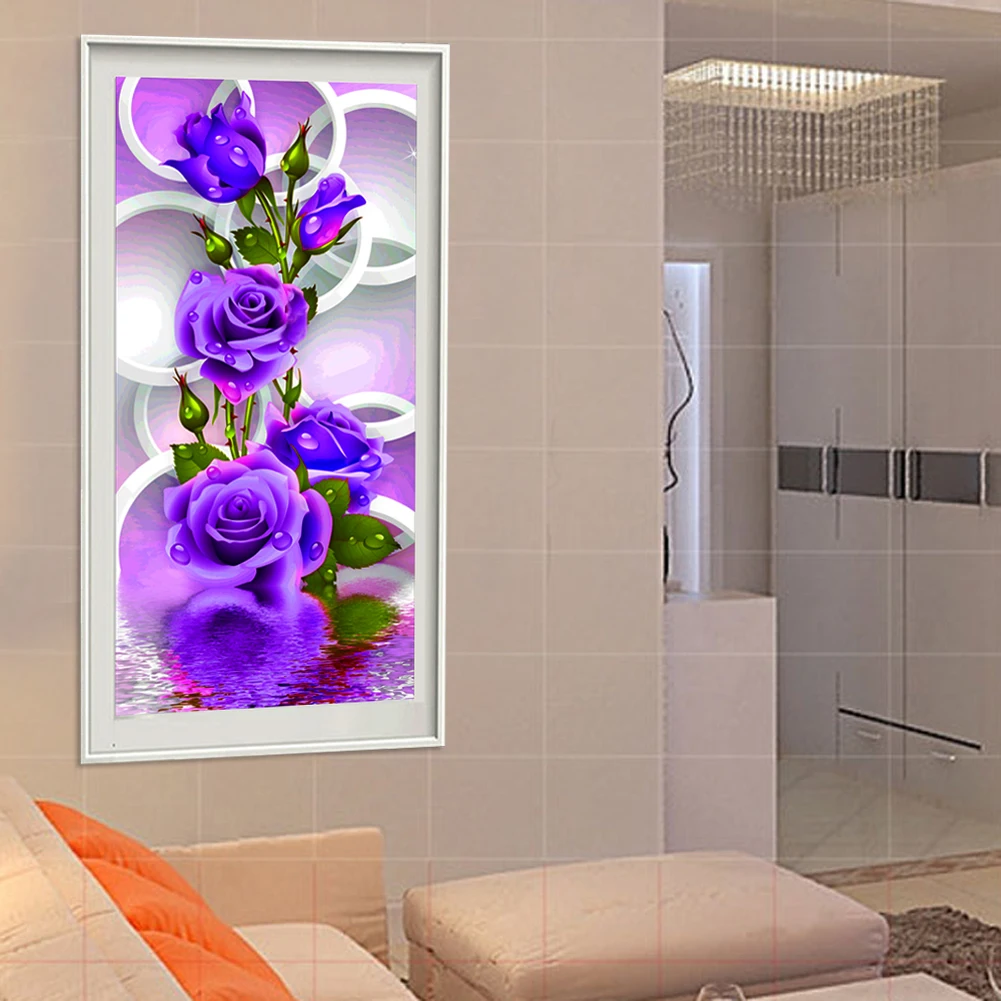 Фиолетовая Роза цветок 5D алмазная живопись наборы для вышивки крестом вышивка DIY картина украшение дома картина ремесло E5M1