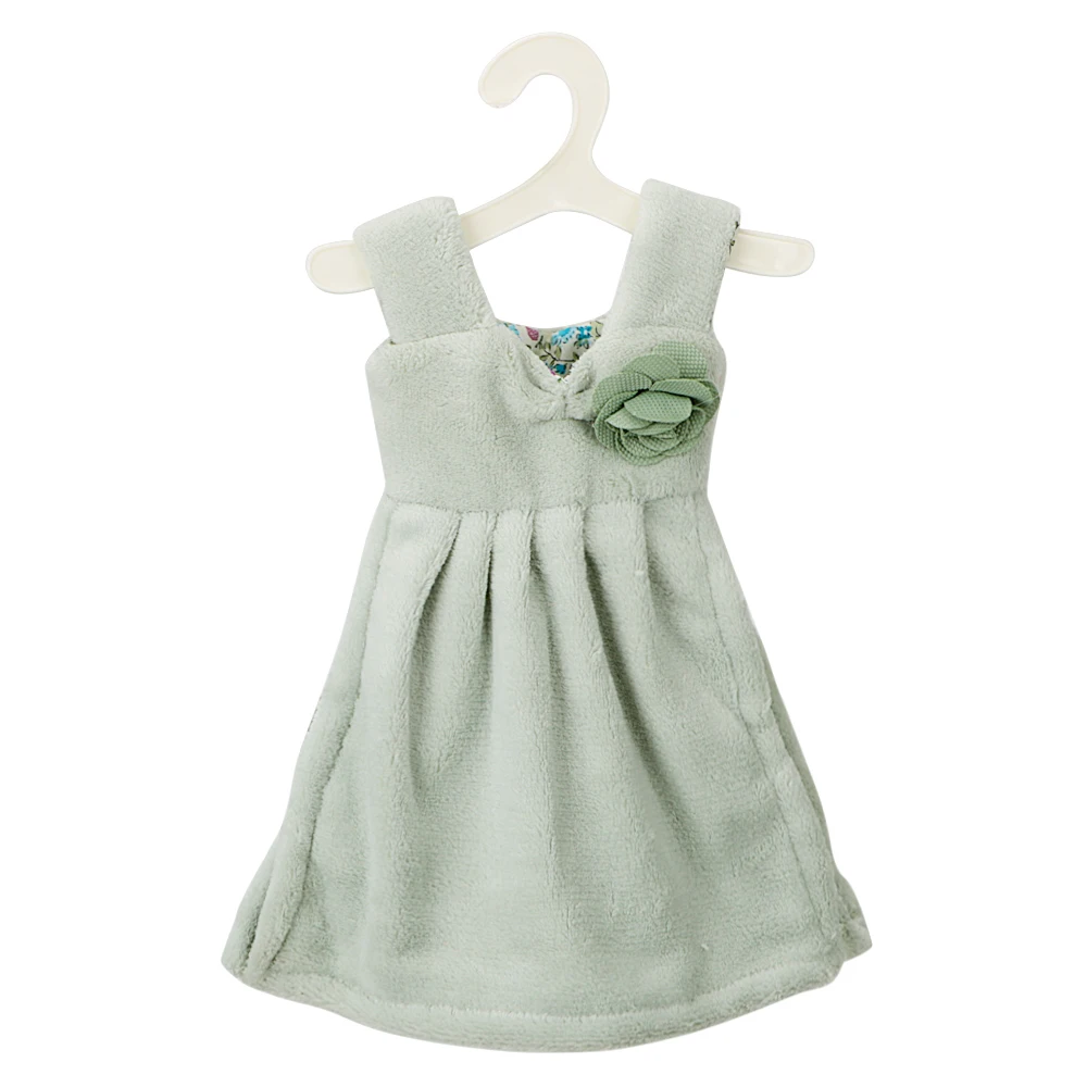 HILIFE платье в форме ванной кухонное полотенце для рук коралловый бархат супер впитывающее домашнее полотенце - Цвет: Зеленый