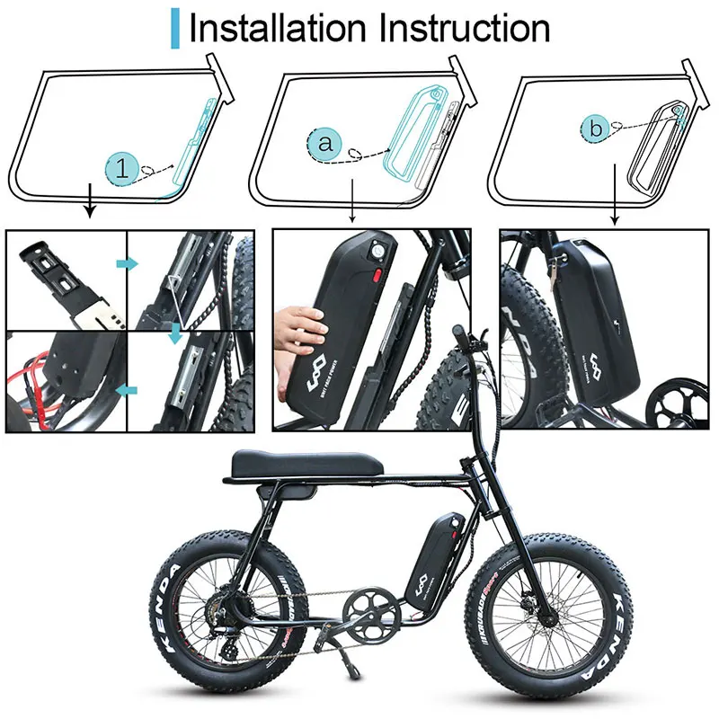 Best Downtube Hailong Electric Bike Battery 52V 48V 17.5Ah 16Ah 14.5Ah with Sanyo Samsung LG Cells for Front Hub/Mid Drive Motor Kits 5