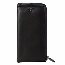 TIDING Men Women Soft Nappa Genuine Leather Long Wallet Card Coin Holder Lightweight Thin Purse 4206