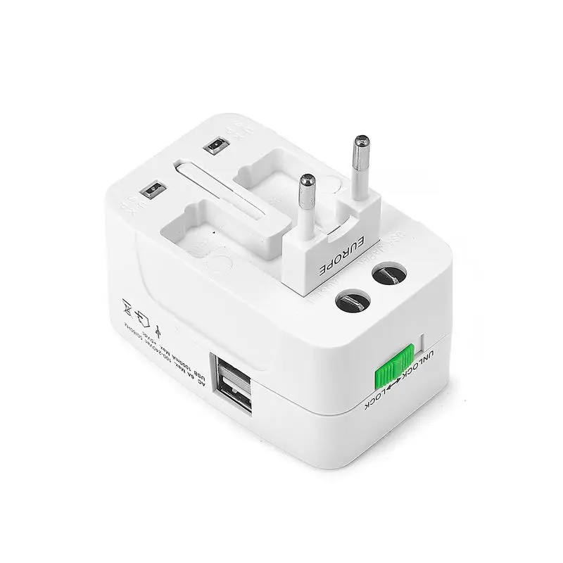 Универсальный адаптер питания для путешествий с 2 usb разъемами европейскими