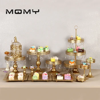 

Crystal Metal Cake Stand Holder 13 Pcs/Set Cupcake Serving Stand Display Rack Birthday Party Wedding Decoration Gold/White