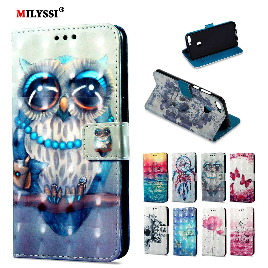 MILYSSI чехол для huawei P smart 5 65 &quotчехол телефона Enjoy 7 s Флип PU Кожа 3D видение Обложка с