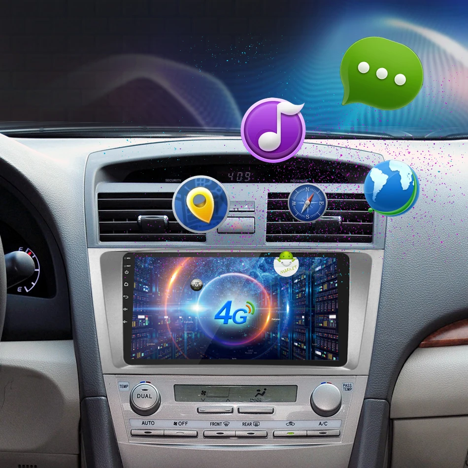 Best Jansite 9" Car Multimedia Player for Camry 2007 2008 2009 2010 2011 TOYOTA IPS Car Radio 4G Android WIFI Navigation Bluetooth 9
