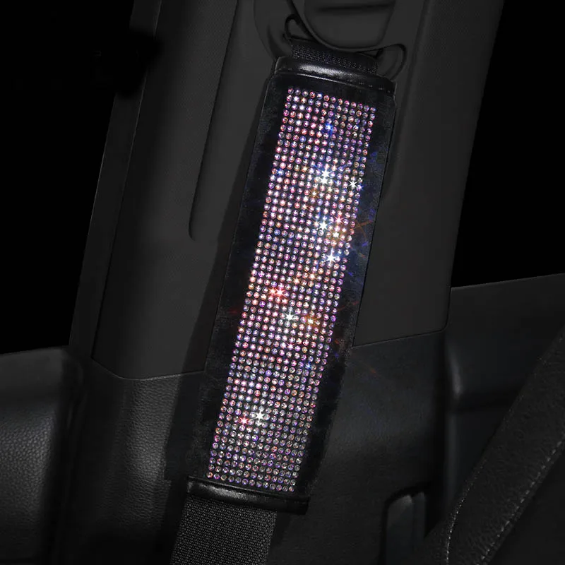 Bling Красочные Стразы Чехлы рулевого колеса автомобиля Алмазный кристалл крышка колеса для женщин девочек автомобильные аксессуары для интерьера - Название цвета: 1pc seat belt cover