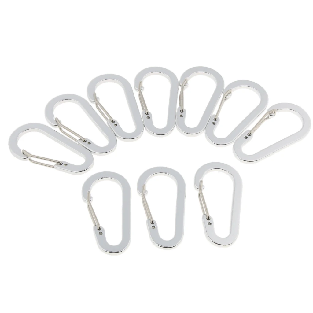 10Pcs Aluminium Carabiners Clip Snap Keychain Clip Spring Key Chain Clip Hook Buckle for Camping Hiking Dog Leash Harness