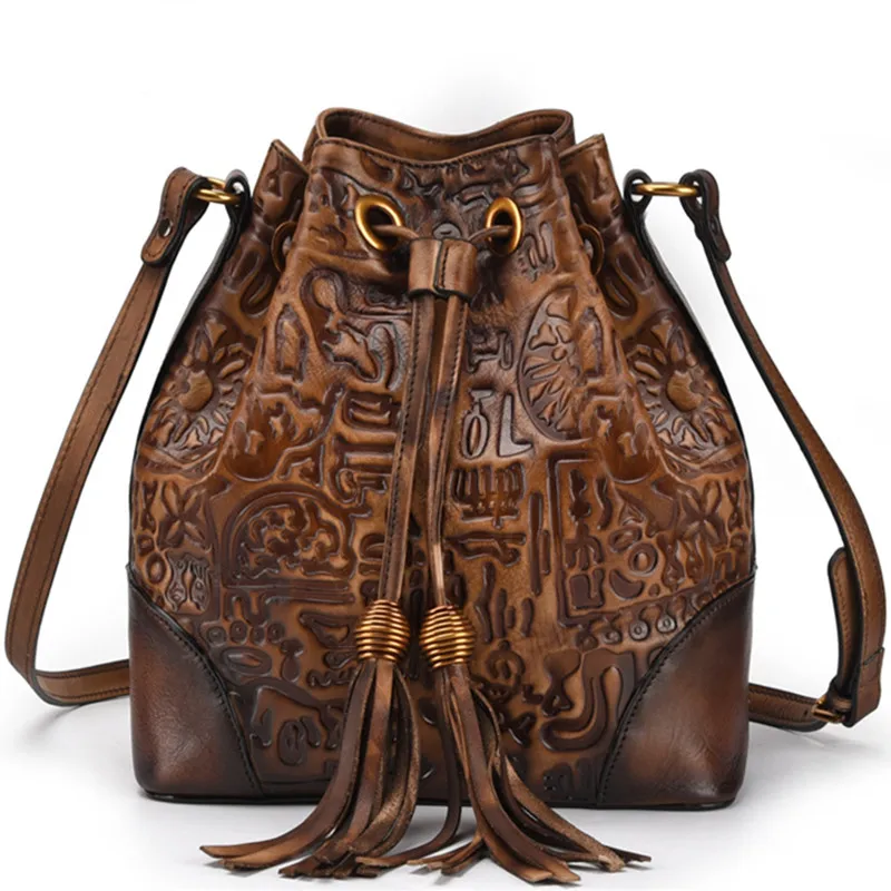 Voyage Gaufrage chocolat Cuir Frotter Casual Rétro Gland De Sacs Bandoulière Sac Dames Femmes Noir rouge Vache D'épaule Main Couleur À Peau 100Véritable jL34R5A