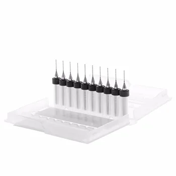 

10Pcs 0.6mm Tip 1/8" Shank Spiral Flute Tungsten Carbide Micro PCB Drill Bit -Y103