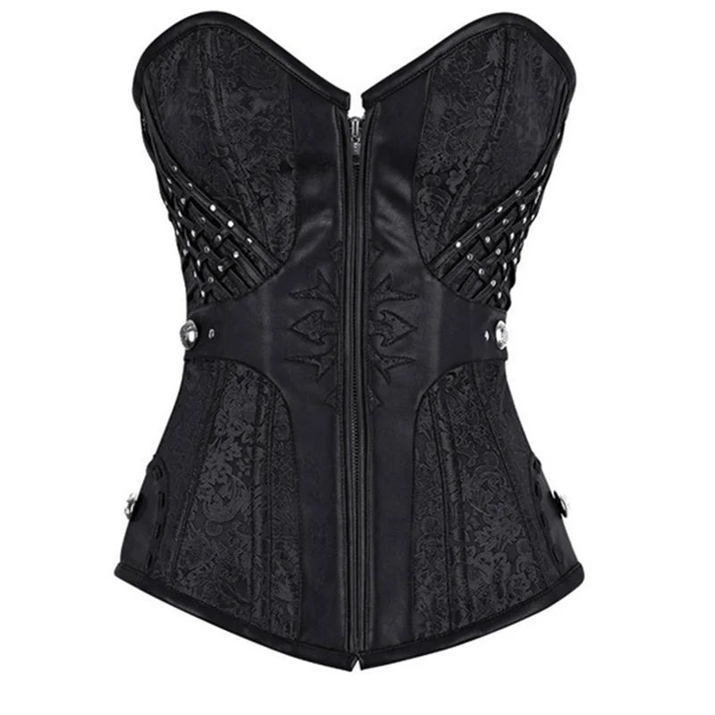 Women Corset Waist Corsets Zipper Underbust Corset Slimming Steel Bone