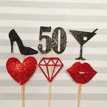 Пользовательские Количество блеск смешивать стили 50th День рождения кекс топперы Детские Свадебные душ Свадебная вечеринка пирога пищевой выбирает