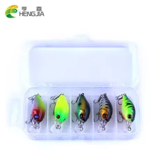 HENGJIA 5 قطعة 4.2g الصيد إغراء كيت أسماك العائمة إغراء Isca Crankbait الطعم Pesca الرقصة الصيد مجموعة خطفات مع صندوق معالجة الصيد(China)