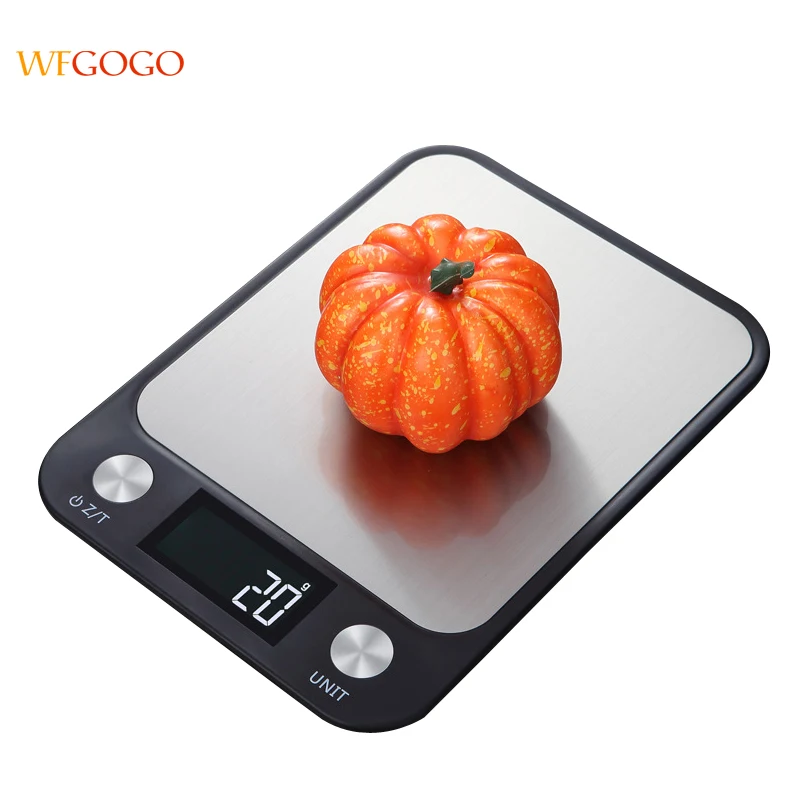 WFGOGO цифровые кухонные весы Вес грамм и унции 11lb 5кг из нержавеющей стали для